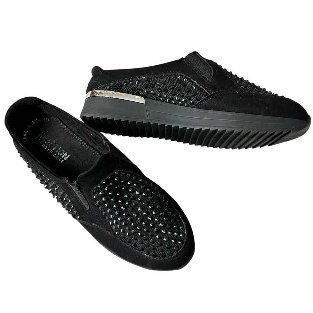 KENNETH COLE REACTION Women’s Cameron Jewel Slip-On Mule Black Faux Crystals 6